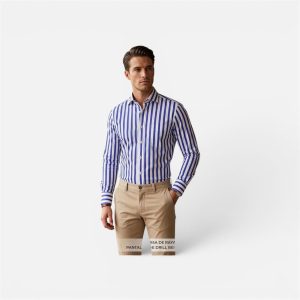 camisa rayas anchas azul rey