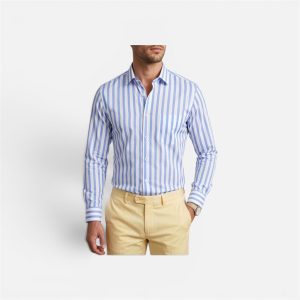 camisa raya ancha azul claro